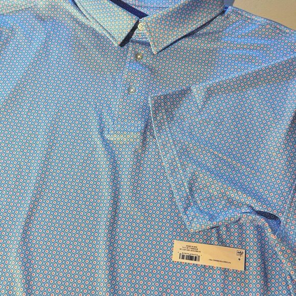 NWT Member's Mark Men's Short Sleeve Pattern Performance Polo Light Blue XXL - Picture 10 of 12